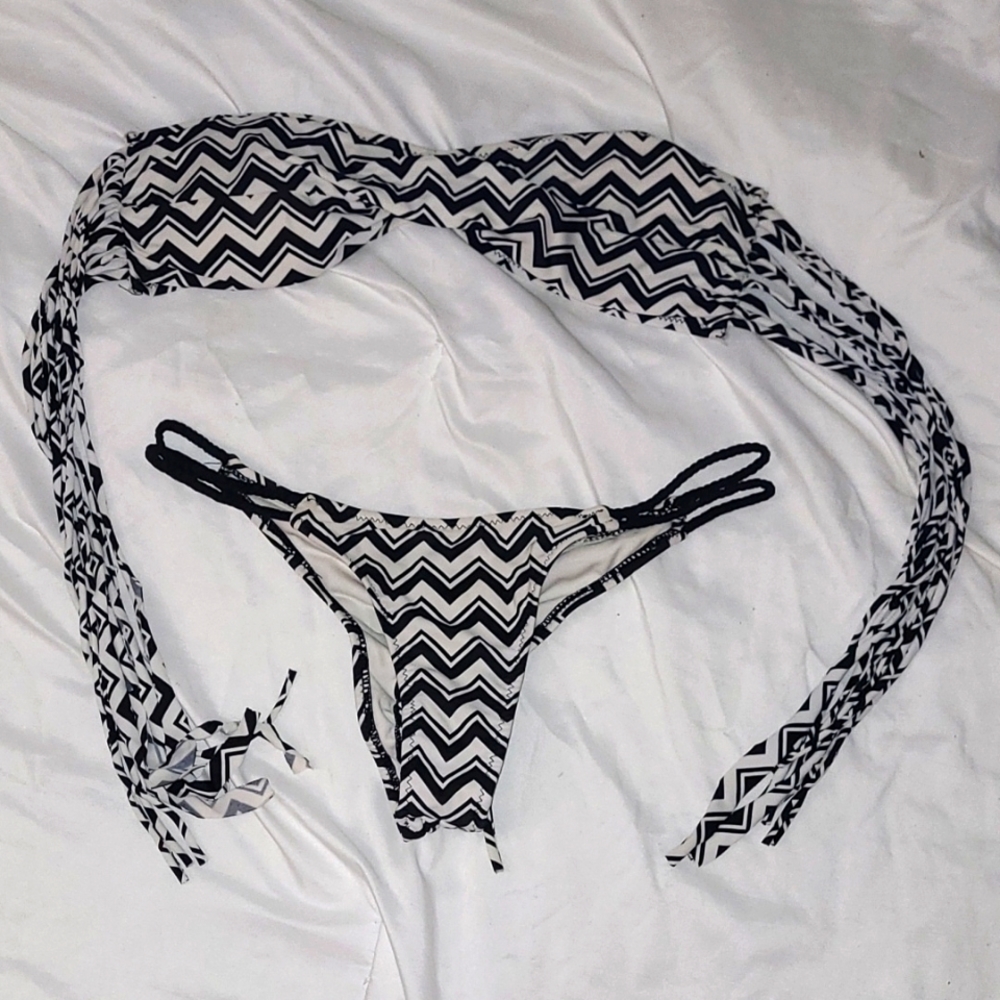 Brazilian Style Bikini with Drawstring to Pull Thong Tighter & Strapless/Halter